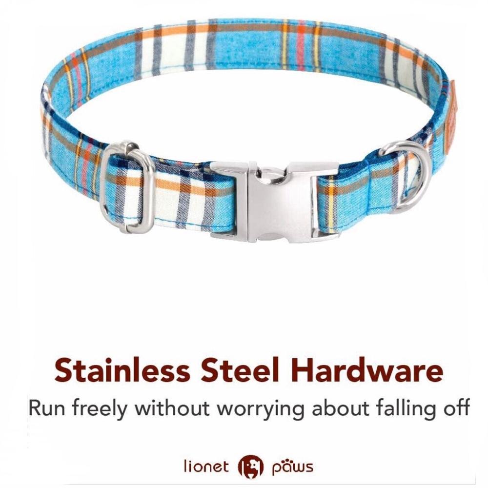 Dog Collar Bow Tie Blue Plaid NEW - Picture 13 of 14